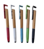 Descripción: Lapicero de Bamboo touch + fibra de trigo + porta celular. Color de tinta: Azul